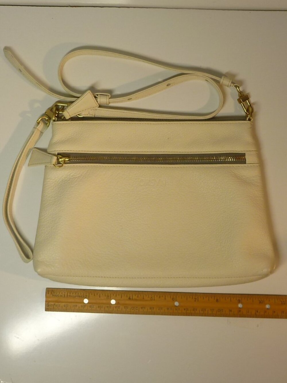 ORSYN Goods Sydney Crossbody Bag in Milk / Off-White Pebble Grain Leather
